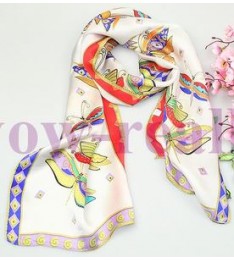 New dragonfly Print 100% Silk Abstract Animal Pattern Oblong Scarf Shawl wrap