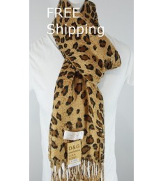 DG Pashmina Scarf Shawl Wrap~Cheetah Leopard Print~Silk Cashmere-Soft*Trendy
