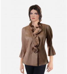 chetta b taupe ruffled blouse-01.jpg