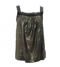 Gold & Black Grosgrain Linen Tank Top
