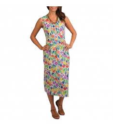 Multicolor V-Neck Empire-Waist Dress