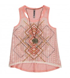 Coral “Racerback Crochet” Top