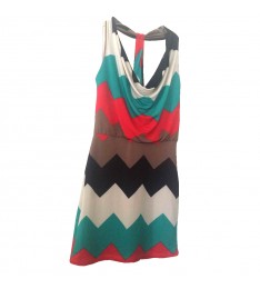 Multicolor T-Back Halter Dress