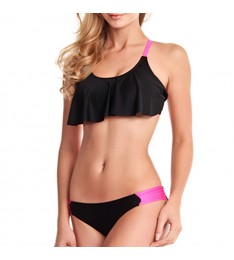 Black Flounce Bikini Swimsuit