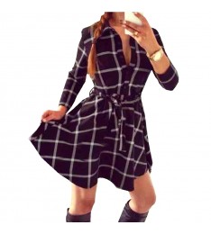 Long Sleeve Plaid & Check Dress