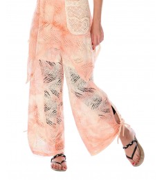 Cream Patchwork Sheer Palazzo Pants