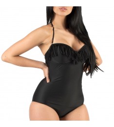 Black Fringe One-Piece Swimsuit