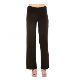 Deep Brown Fold-Over Palazzo Pants