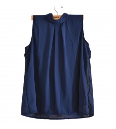 Women Navy Blue Sleeveless Blouse