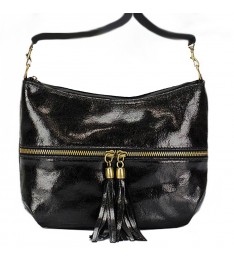 Black Venice Leather Shoulder Bag
