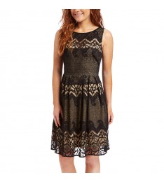 Black & Nude Lace Sleeveless Dress