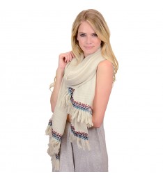 Oatmeal Boho Fringe Scarf