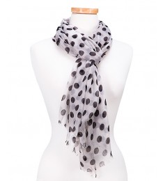 White & Black Polka Dot Scarf