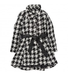 White & Black Houndstooth Coat