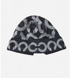 Black Op Art Lurex Signature Beanie Hat