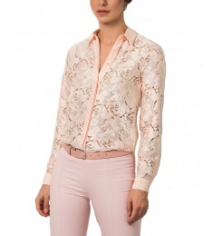 Powder Rose Women Lace Button-Up Blouse