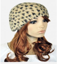 Sexy Leopard Warm Rabbit Fur Lady Womens Witer Beret Hat Beanie Ski Cap