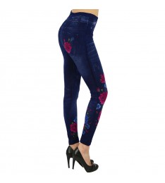 Blue Denim Rose Jeggings