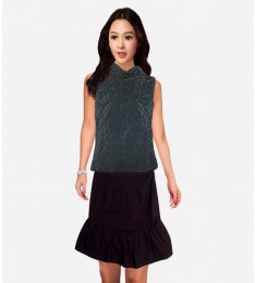 ALEX Evenings Black & Silver SPARKLING TUNIC