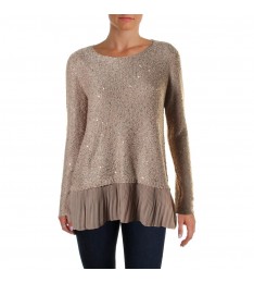 Taupe Peplum Hem Pullover Sweater