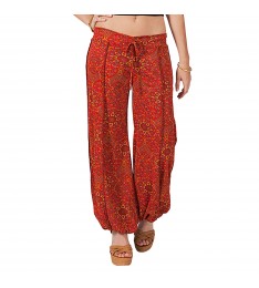 Red & Orange Paisley Drawstring Harem Pants