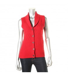 Red Ribbed Textured Sweater Vest