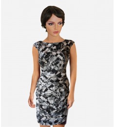 New York Black Gray Print Dress