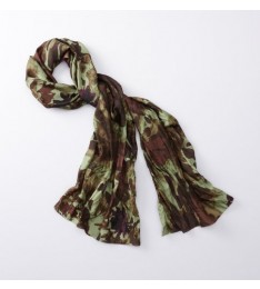 Green Black Camo Abstract Rainforest Blooms Silk Scarf