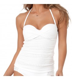 White Twist-Front Tankini Top