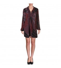 Purple Printed Lace-Up Dress