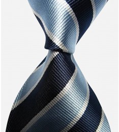 Dark Blue Stripe Jacquard Silk Necktie