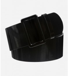 Wide High Waist Black Patent Leather Belt