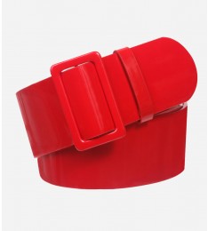 Wide High Waist Red Patent Leather Belt