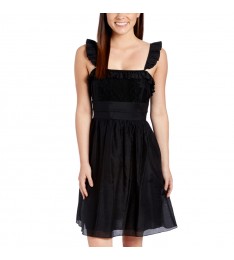 Black Lace Silk-Blend Dress