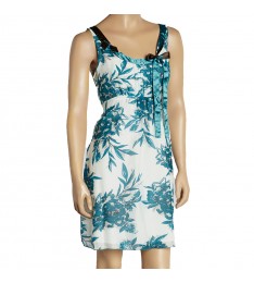 Blue & White Floral Silk-Blend Sleeveless Dress