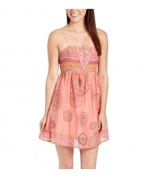 Coral Silk-Blend Spaghetti Straps Dress
