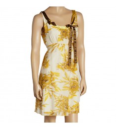 Mango & Ivory Floral Silk-Blend Sleeveless Dress