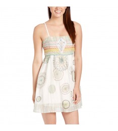 Off-White Abstract Silk-Blend Sleeveless Dress