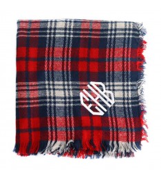 Red Tartan Monogram Scarf