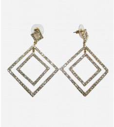 Double Square Hoop Zirconia Earring