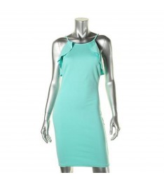 Green Ruffled Sleeveless Sheath Dress