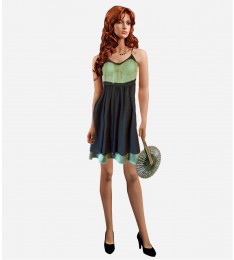 Black & Loden Green Charmeuse Dress