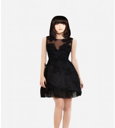 Black Cecile Silk Organza Dress