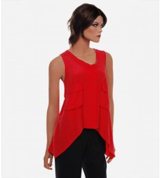 Berry Silk Draped Blouse Tank Top