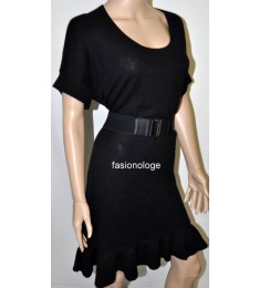 Black Ruffle Knit Dress