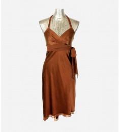 Red Cocktail Silk Halter Dress