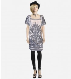 Cream Floral Print Jersey Dress