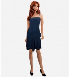Navy Blue Silk Dress