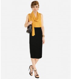 Tiered straight skirt thin knit stretch