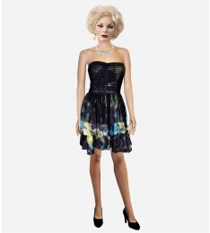 Mesh Overlay Strapless Dress